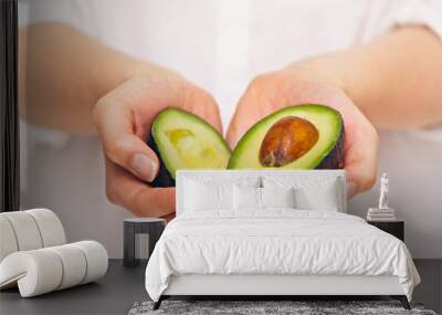 Tropical Avocado Sliced in Half Wall mural