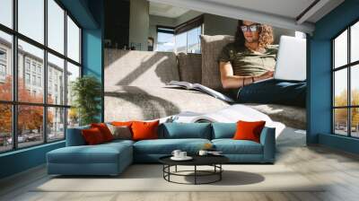 University student studying at home Wall mural