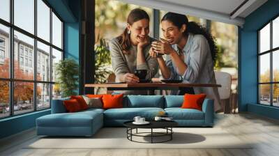 Women meeting up for coffee Wall mural