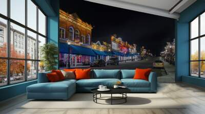 Night Photo of the Gambling Town of Cripple Creek, Colorado located next to a mountaintop Gold Mine Wall mural