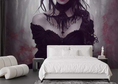 Portrait of a beautiful girl with a gothic style Wall mural