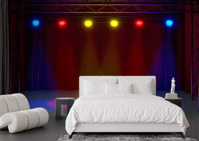 concert stage music theater show follow spots light entertainment 3d illustration Wall mural