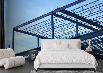 construction site building metal structure beams frame Wall mural