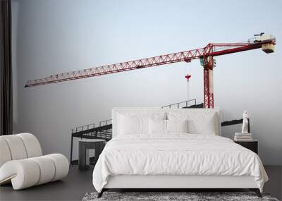 crane on construction site metal structure tower Wall mural