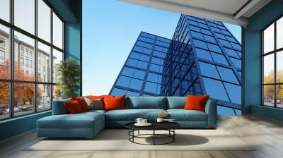 skyscraper towers building office workplace blue windows finance 3D illustration Wall mural