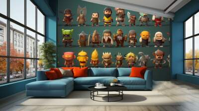 cartoon characters for games, concept art. character set. AI generated image. Wall mural