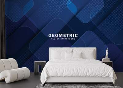 Abstract dark blue geometric square background. Modern futuristic background Wall mural