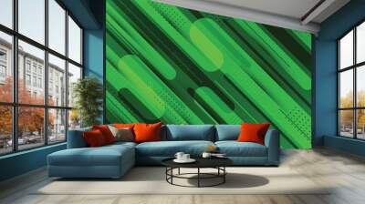 Abstract green geometric rounded shape technology futuristic background Wall mural