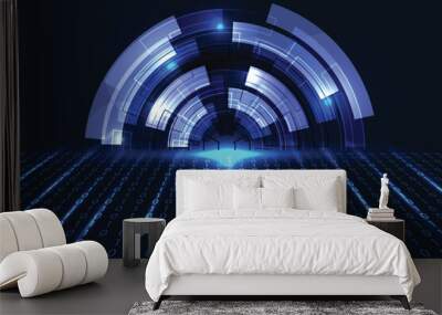 Abstract technology innovation communication concept digital blue design background Wall mural