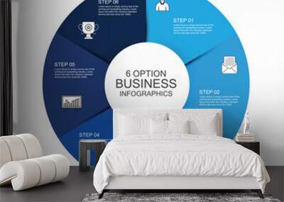 Circle business infographics vector design template with 6 options Wall mural