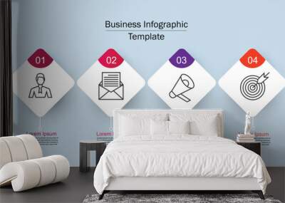 Four Steps Business infographic Template Wall mural