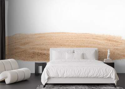 Desert sand pile, dune isolated white background. Gold White fine Sands on Beach island, destination of tropical ocean. Studio shot for detail texture, copy space Wall mural