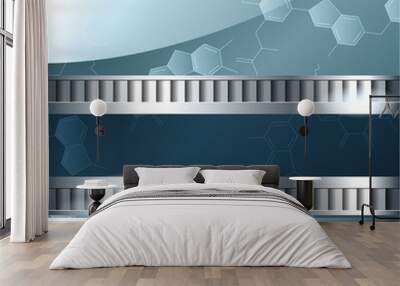 blue science background with silver banner Wall mural