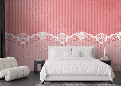 pink and white background with lace Wall mural