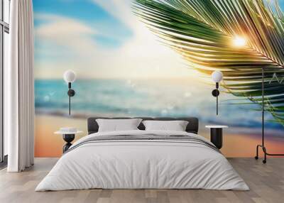 abstract palm leaf beach backdrop summer holiday theme Wall mural