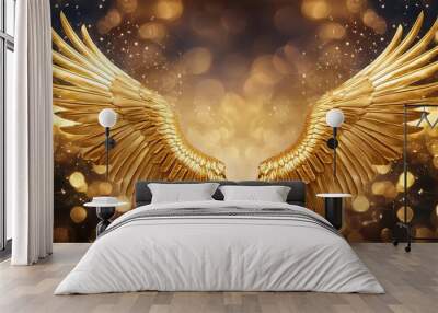 golden angel wings gold wings Wall mural