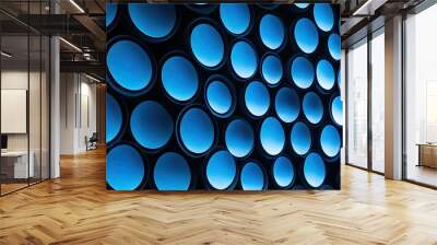 Abstract Blue Pattern with Circular Elements Wall mural