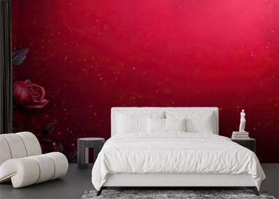 Elegant Red Roses on a Deep Red Background Wall mural