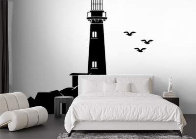 lighthouse silhouette vector illustration Wall mural