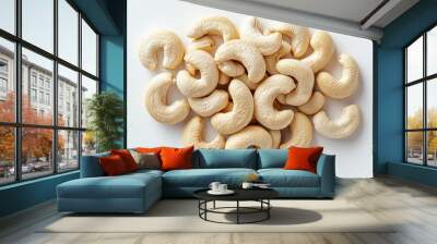 Raw Cashew Nuts on White Background Wall mural