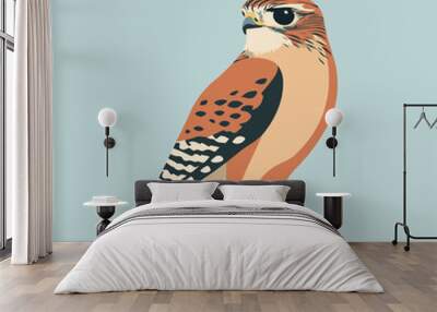 Stylized Falcon Illustration on Soft Background Wall mural