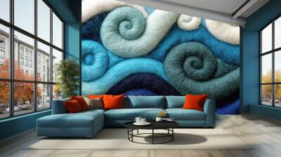 Textured Waves in Blue and Green Tones Wall mural