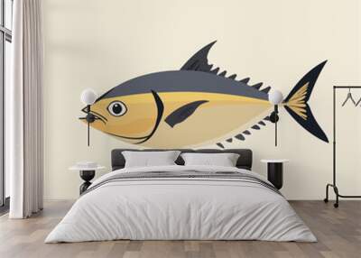 Vector Illustration of a Stylized Tuna Fish Wall mural