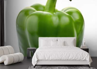 Vibrant Green Bell Pepper on Transparent Background Wall mural