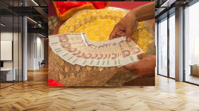 Bride price money in traditional wedding ceremony Thailand Wall mural