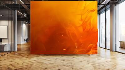 Abstract orange flame and smoke background. Fiery and dynamic. Concept of heat, energy, movement, abstract Wall mural