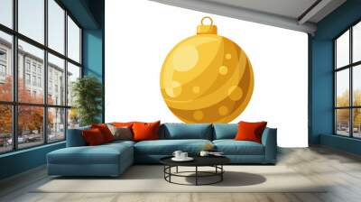 Golden Christmas ornament isolated on white background. Holiday decoration, festive season, New Year, gold design concept. Christmas ball. Isolated on white background. Wall mural