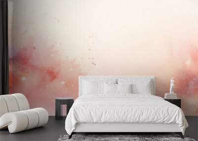 Watercolor artwork displaying vibrant coral and peach tones, with delicate ink splatters and soft bokeh lights. Banner with copy space. Ideal for a calming background, greeting card, invitation Wall mural