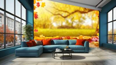 autumn leaves background Wall mural