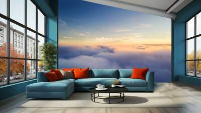 Beautiful sunrise cloudy sky from aerial view Wall mural