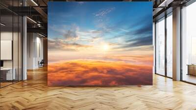 Beautiful sunset above clouds Wall mural