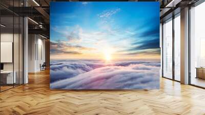 Beautiful sunset sky above clouds Wall mural