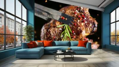 Beef steak on grill Wall mural