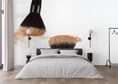 Brown makeup powder on brushes. Wall mural