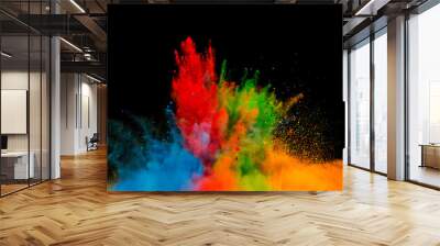 colored dust explosion on black background Wall mural