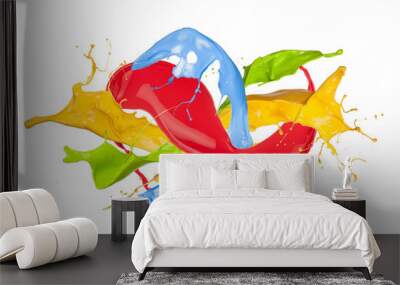 Colored paint splash isolated on white background Wall mural