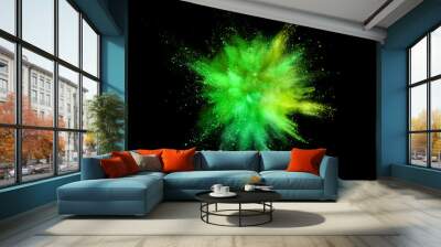 Coloured powder explosion isolated on black background Wall mural