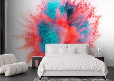 Coloured powder explosion isolated on white background Wall mural