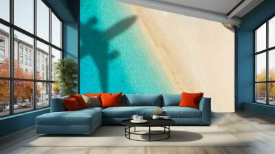 Concept of airplane travel to exotic destination Wall mural