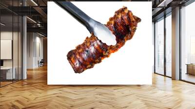 Delicious ribs on white background Wall mural