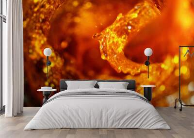 Detail of cola, tea or hard spirit beverages whirl, abstract fresh drink background Wall mural