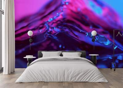 Detail of water waves in neon lights Wall mural