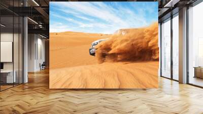 Drifting offroad car 4x4 in desert Wall mural