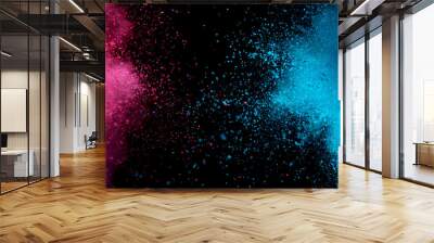 Explosion of colored powder on black background Wall mural