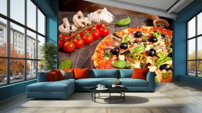 Fresh italian pizza Wall mural