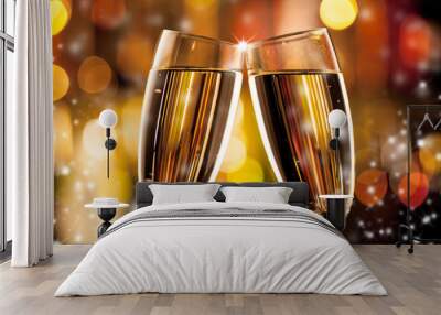 glasses of champagne on bar counter Wall mural